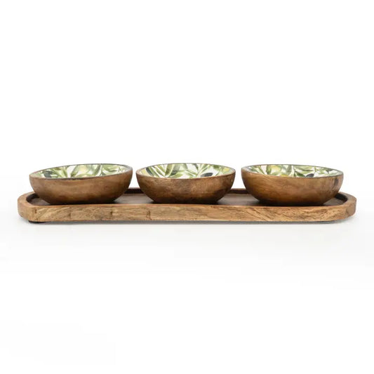 Olive wood dip set