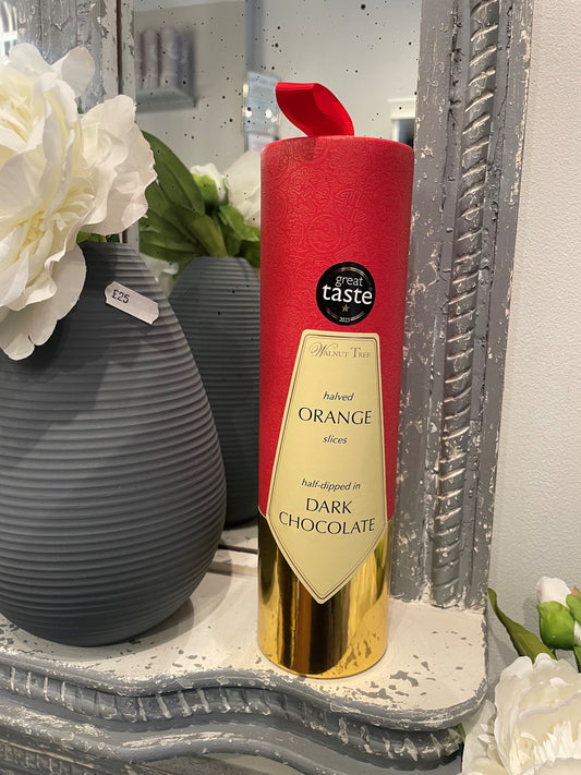 Walnut Tree Scroll, Oranges Dipped in Dark Chocolate