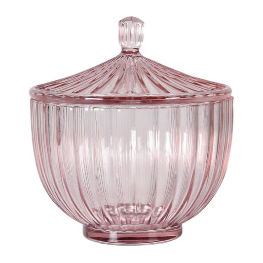 Pink Pleated Jar with Lid