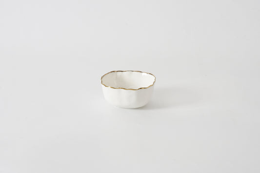 Portofino White Snack Bowl with Gold Rim