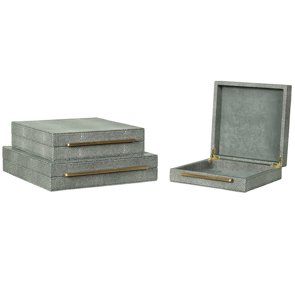 Green Faux Shagreen Boxes