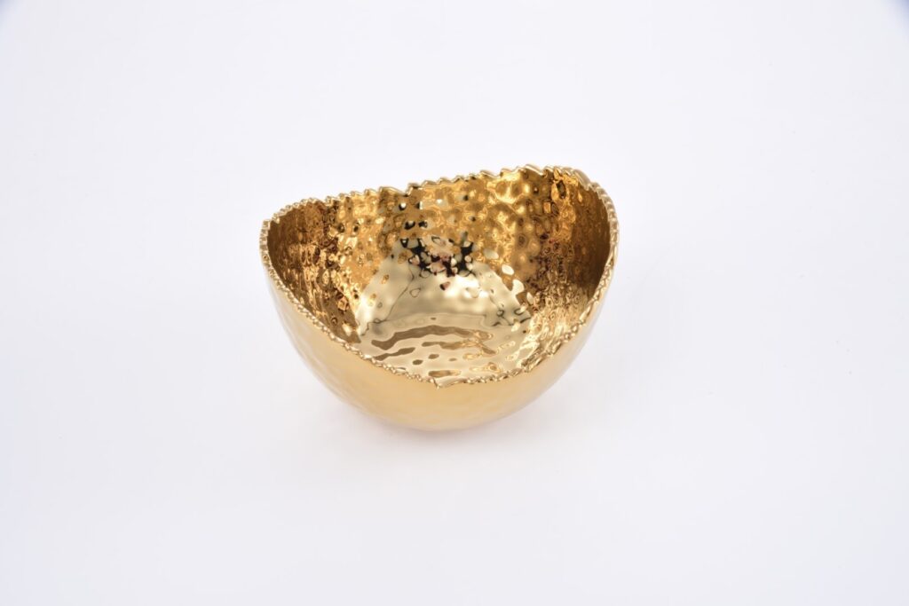 Oval Gold Hammered Salad Bowl