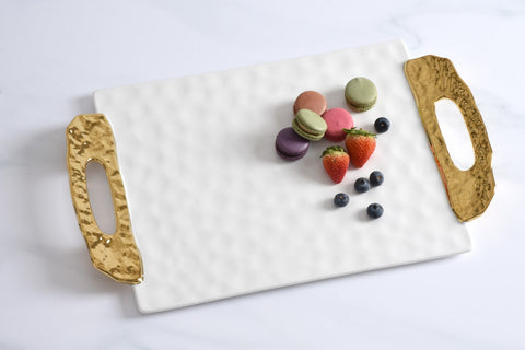 Textured White and Gold Tray