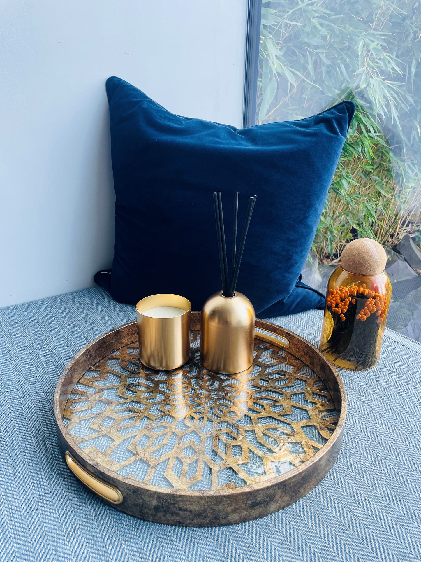 Antique Gold Mosaic Tray