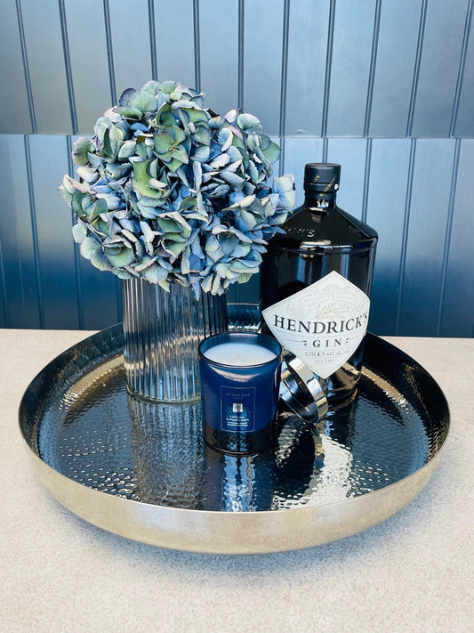 Silver Hammered Round Tray, Large