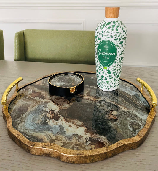 Marble Effect Round Tray