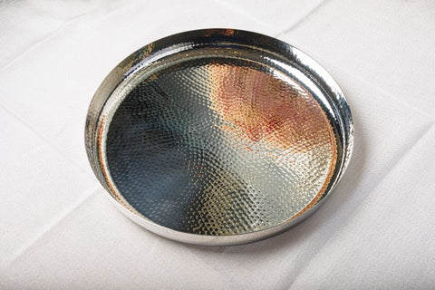 Silver Hammered Round Tray, Large