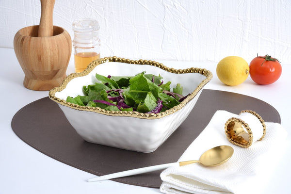 Medium Square Salad Bowl with Beaded Edging