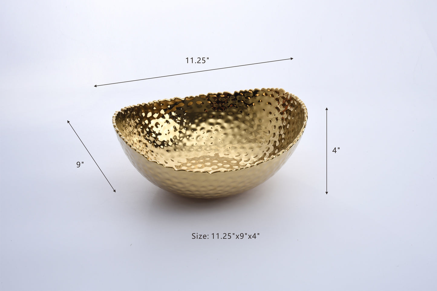 Oval Gold Hammered Salad Bowl