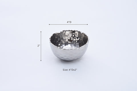 Silver Hammered Snack Bowl