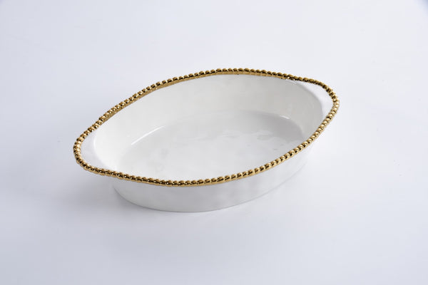 Oval Baking Dish with Beaded Edging