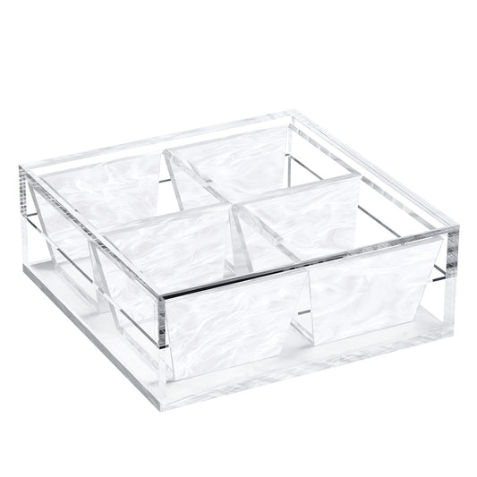 Dip Compartment Dish (4 Dishes) in White Pearl