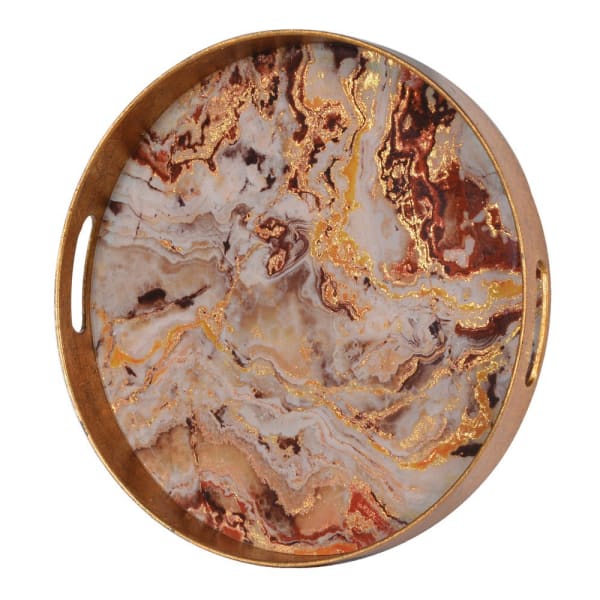 Marble and Gold Round Tray