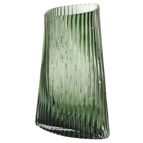 Green Ribbed Vase