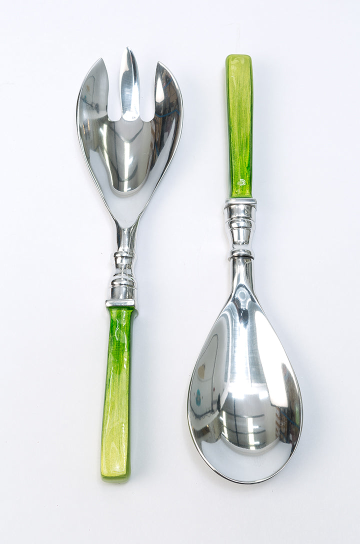 Coloured Enamel Salad Servers, Lime