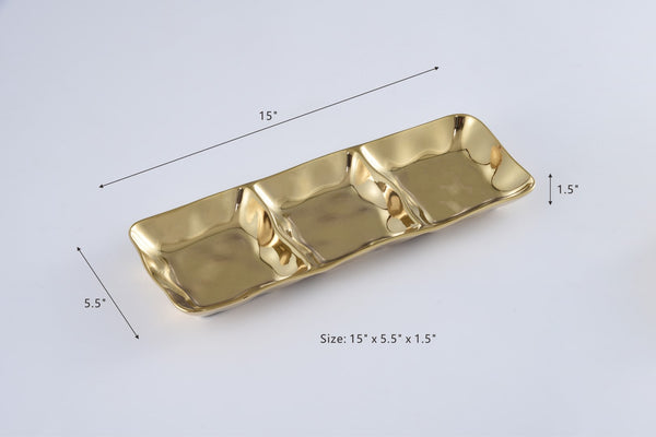 Gold 3 Section Serving Piece