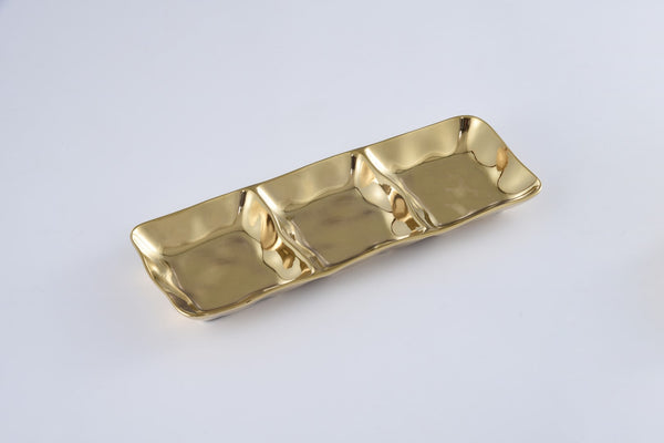 Gold 3 Section Serving Piece