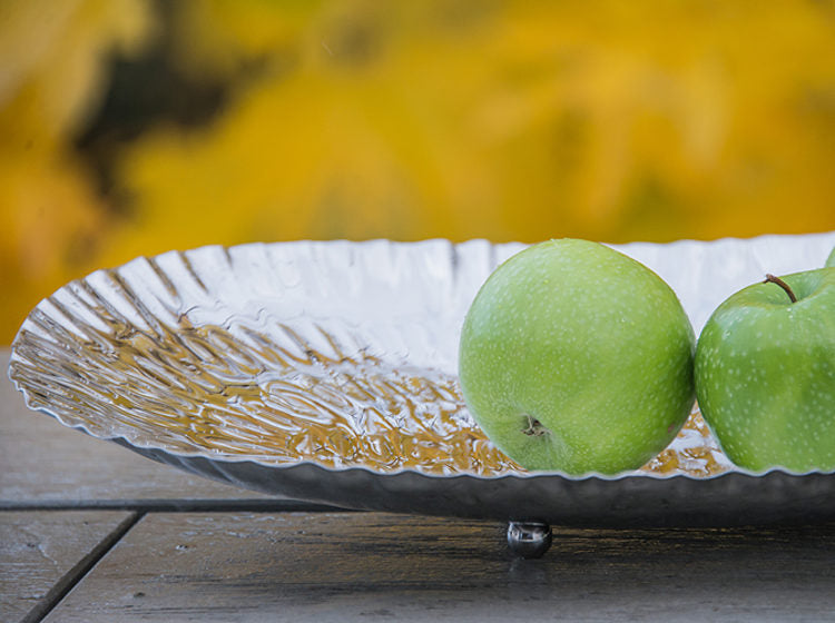 Silver Crinkled Oval Platter, L