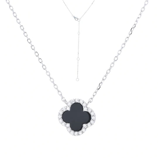 Van cleef arpels black 2025 clover necklace