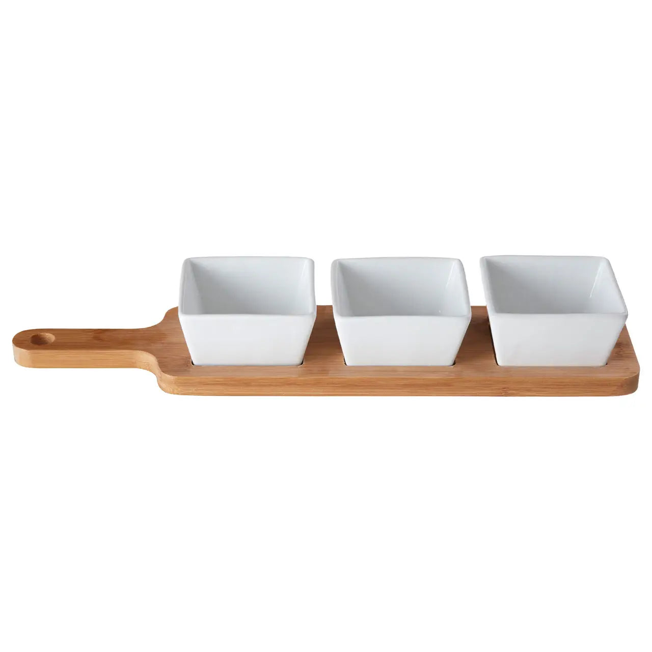Serving Board with White Dip Bowls
