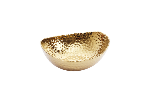 Oval Gold Hammered Salad Bowl