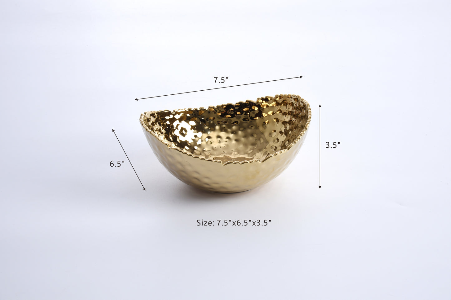 Oval Gold Hammered Salad Bowl