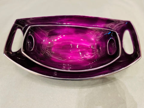 Oval Dish with Handles, Purple