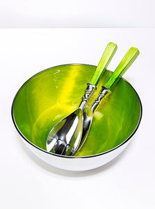 Lime Green Enamel Salad Bowl