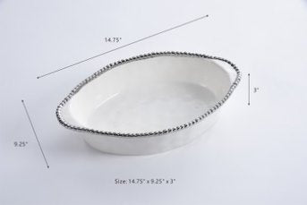 Oval Baking Dish with Beaded Edging